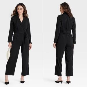 NWT | a new day | Long Sleeve Wrap Front Jumpsuit in Black | Sz M